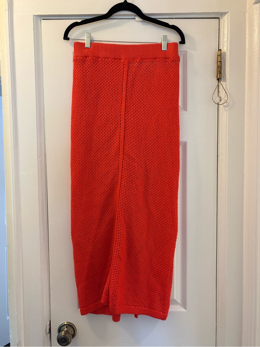 Free People Coral-Red Knit Midi Skirt
